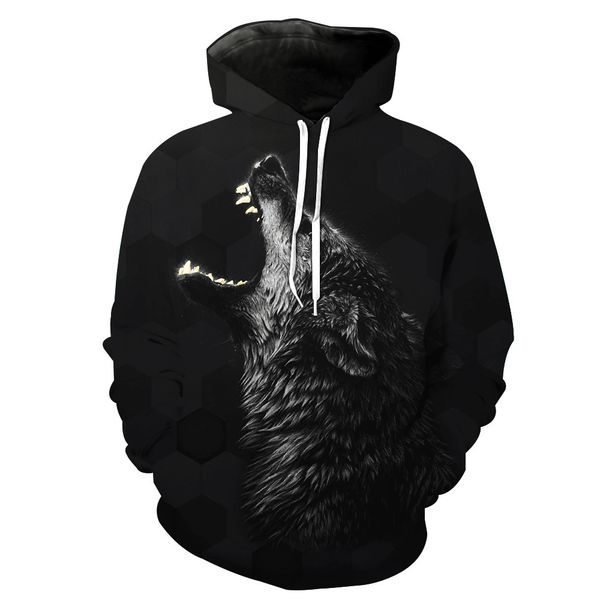

cute dog printed cover with hat pocket men's tide cover and men's tide sweatshirts printing blouse hoodies, Black