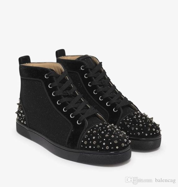 

men's shoes high sneakers red bottom spikes men's flats sneaker milkylouis 2 black glitter tennis high trainers factory wholesale