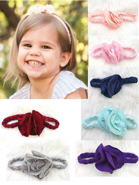 

flower bow braided headband headband baby flower headbands, Slivery;white