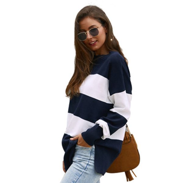 

2019 autumn women jumper o-neck knit striped sweater women pullover slim long sleeve ladies sweater dct-194008, White;black