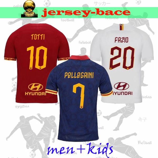 

new 19 20 rome soccer jersey totti as home away 3rd dzeko perotti pastore zaniolo de rossi manolas kids men football shirt, Black;yellow
