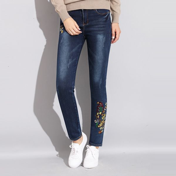 

женские дизайнерские брюки женские модные джинсы разминка вышитые зимние джинсы женские тонкий джинсовые бархатные джинсы женские стройная ж, Blue
