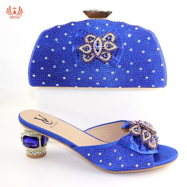 

royal blue color italian shoes with matching bag lady matching shoes and bag rhinestone african and set for party, Black