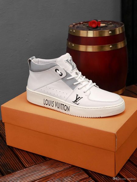

20fw 2019 new spring fashion brands leisure shoe men classic white shoe patchwork lace up youth male casual shoes high sneakers yetc5, Black