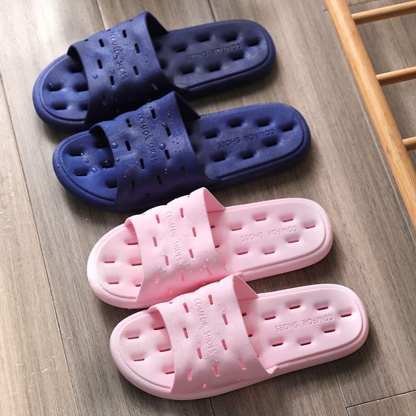 

модные сандалии и тапочки женские домашние летние ванная комната душ дома крытый толстым дном нескользящие дырявые полые тапочки, Black