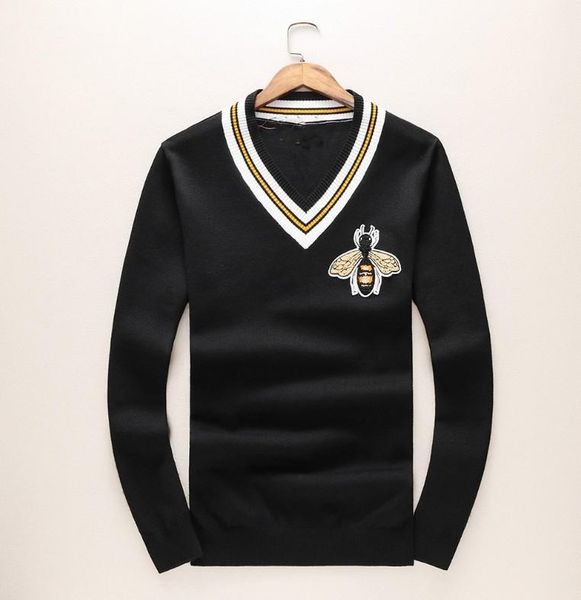 

new fashion v-collar cashmere sweater with long sleeves mens designer sweaters pullover luxury sweater warm men sweater striped, White;black