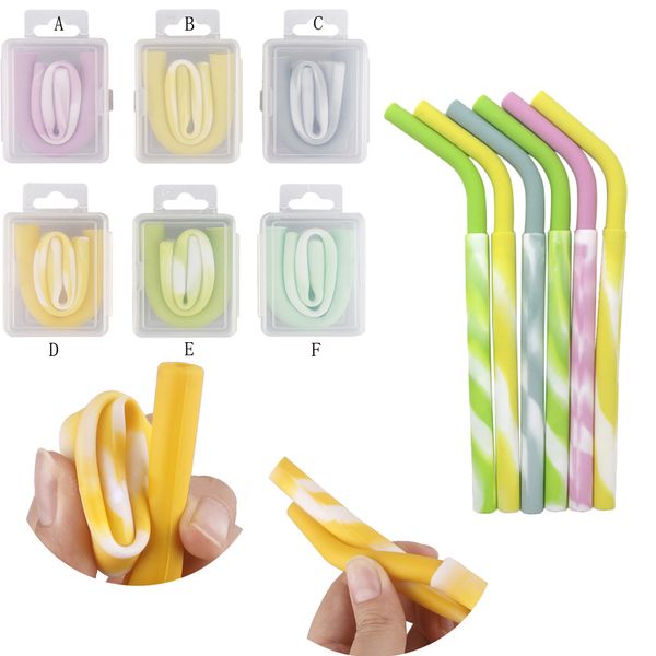 

party straws portable reusable washable grade silicone drinking curved straws and boxes for travel portable l0419