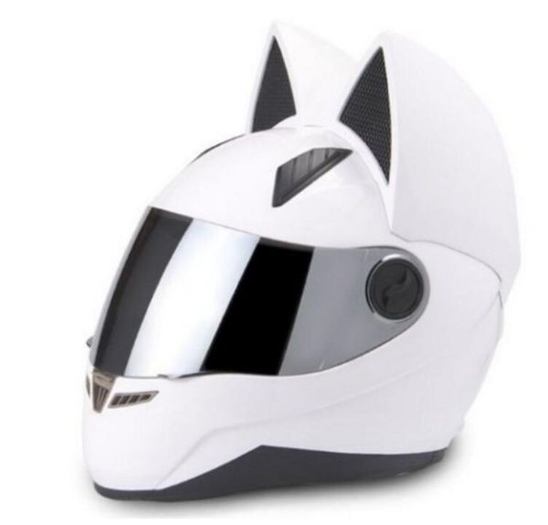 

motorcycle helmet 2018 cat ear personality all-wool helmet 4 colors pink yellow black white