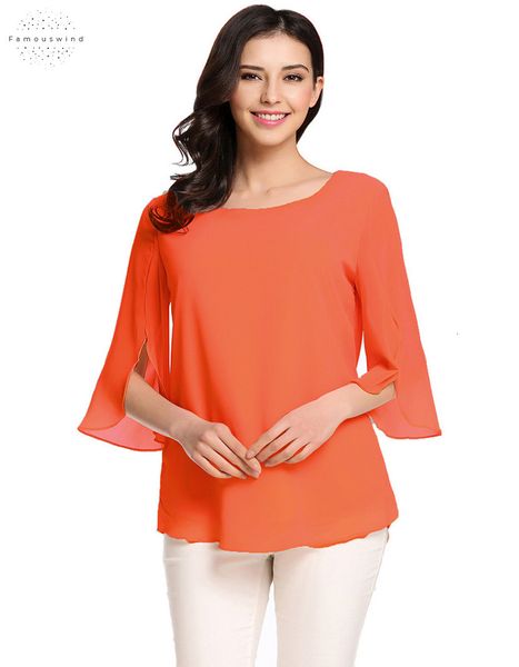 

womens blouse pullover blusas summer autumn casual flare sleeve o neck solid loose feminino chiffon blouse, White