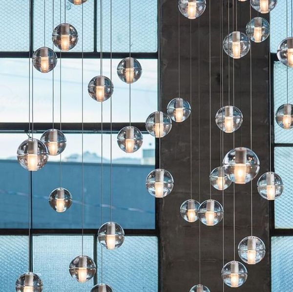 

led crystal glass ball pendant meteor rain light meteoric shower stair bar droplight ceiling chandelier lighting ac110-240v