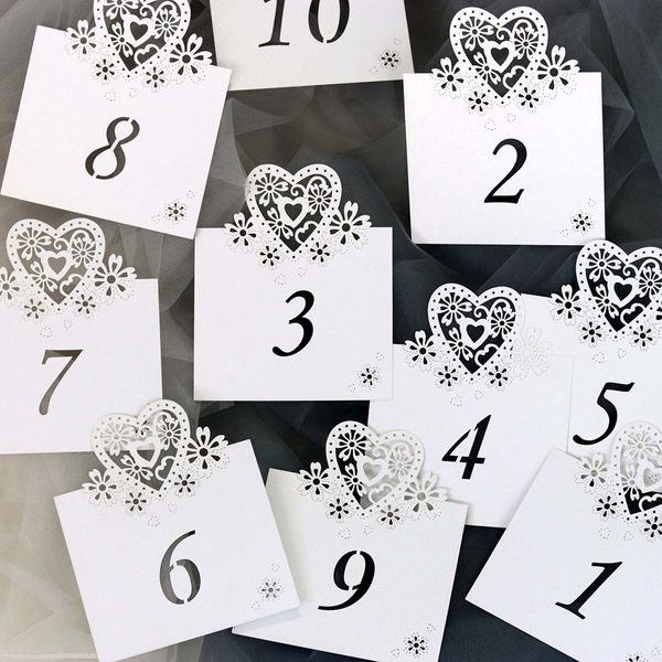

20pcs / set love seats card hollow table card wedding invitation white laser cut wedding invitations paper post