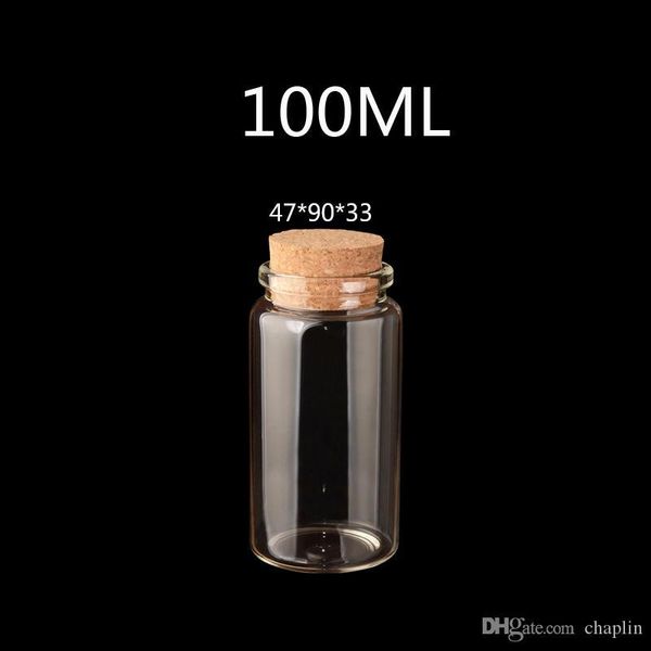 

100 мл 47x90x33 мм стеклянные бутылки флаконы банки с пробковыми пробками сообщение свадьбы желание ювелирные изделия партия сувениры