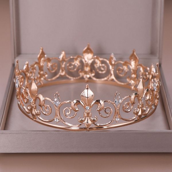 

princess queen girl women bridal bride wedding party round tiaras and crown hair headwear fashion jewelry accessories, Golden;white