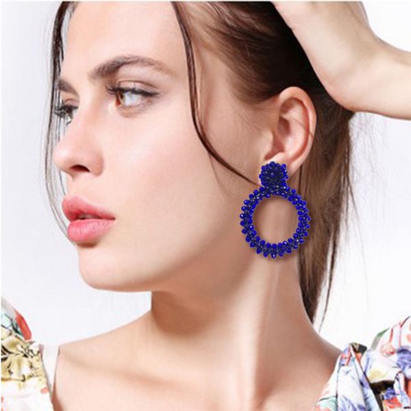 

the new bohemian glass bead earrings pendant lady hand crystal ring fashion beautiful earrings 2020 earrings, Silver