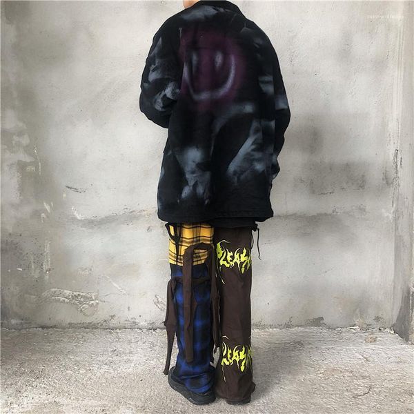 

mens designer jackets fashion loose graffiti panelled thick high street style mens jackets casual males clothing smiling face print, Black;brown