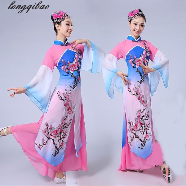 

female new fan dance national costumes opening stage classical dance costumes tb7522, Black;red