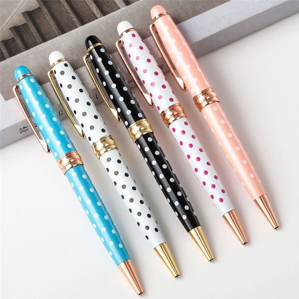

metal fashion dot ballpoint pen roller ball pen kawaii wedding party signature pens students gift office school supplies, Blue;orange