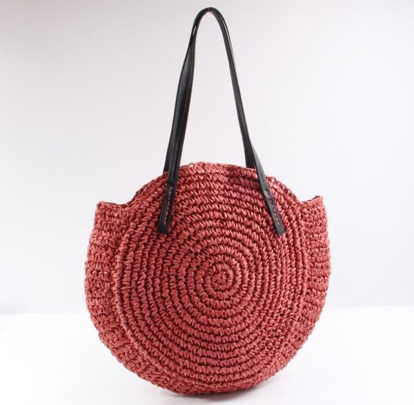 

designer-new hand-woven bags ins round shoulder straw bag beach bag large capacity beach handbag holiday special hand-woven bags