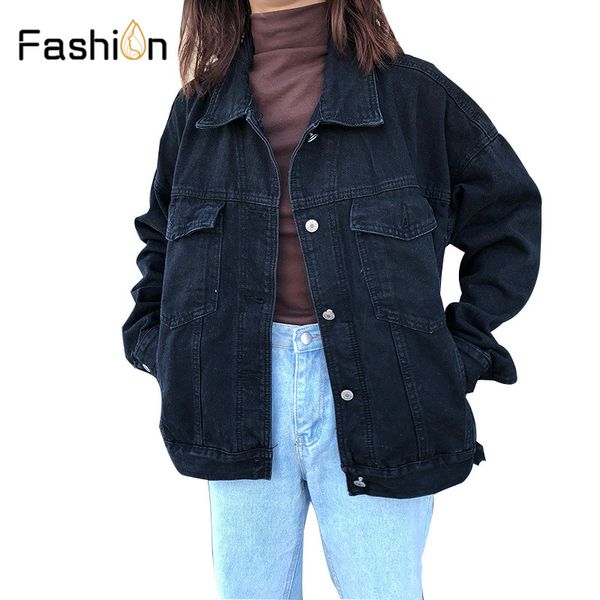 

women basic coats spring denim jacket vintage long sleeve jeans jackets slim female coat casual girls outwear windbreaker, Black;brown