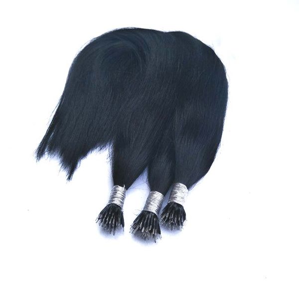 

двойной drawn прямые бразильские nano кольцо наращивание волос 1g прядь 200g lot цвет 1 # 2 4 1b, свободный dhl, Black