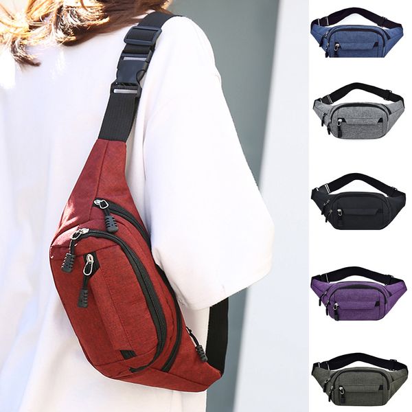 

men's and women's simple shoulder bag solid color casual canvas messenger bag fashion zipper oxford sports fitness waist #10