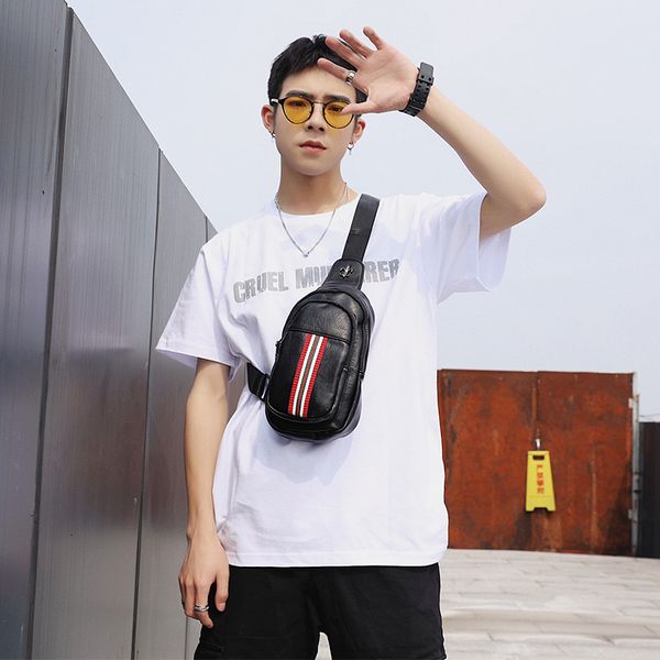 

new youth small bag leather trend street male bag small han version breast