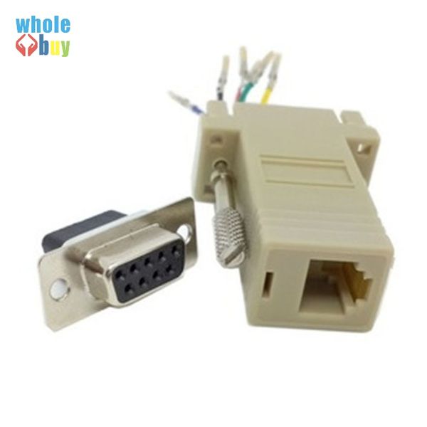 

good quality wholesale db9 female to rj45 female f/f rs232 modular adapter connector convertor extender 100pcs/lot