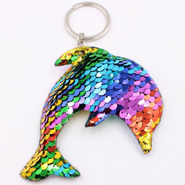 

2019 mermaid/cat/star/bear women girl shine keyring handbag jewelry key chain sequins fashion keychain pendant gift bag accessories, Silver