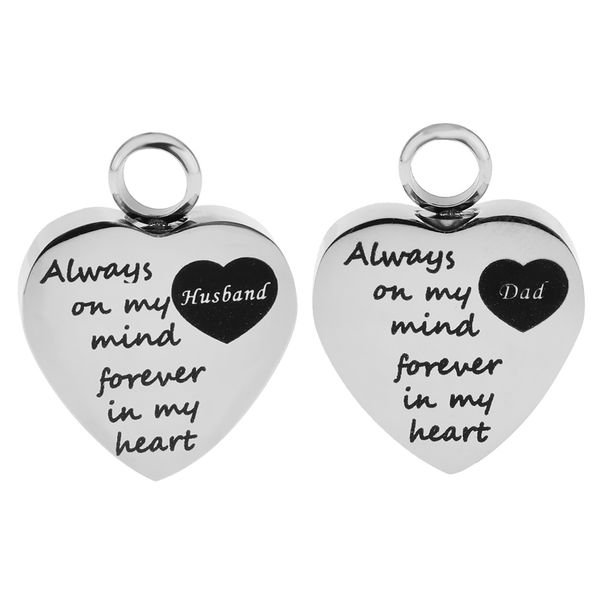 

2pcs memorial necklace always on my mind forever in my heart pendant, Silver