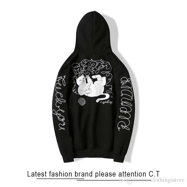 

ripndip классический tide brand толстовка мужская толстовка конструктора класса люкс printed hooded plus velvet толстовка street hip hop hoo, White;black