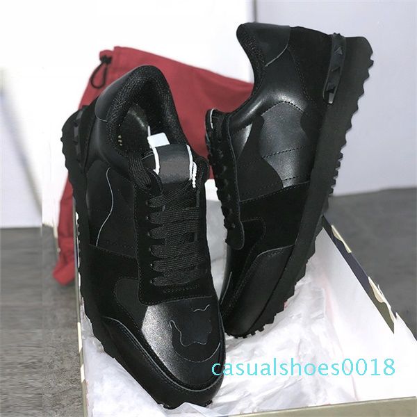 

2019 luxury designer camouflage rockrunner sneakers fashion black green low-studded shoes men women genuine leather trainersc18