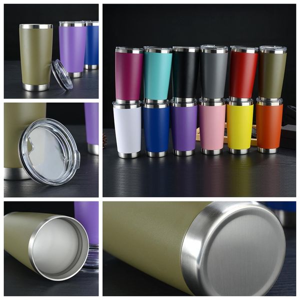 

20oz tumbler double wall wine glass stainless steel thermal coffee cup beer cups with seal lid straight mugs with sea shipping cca12213