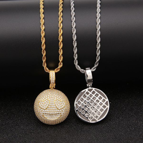 

cuban link chains hip-hop personality love you expression pendant eye-catching peach heart zircon pendant fashion accessories men and women, Silver