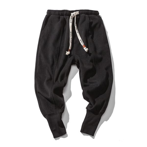 

Januarysnow Winter Pants Men Mens Harajuku Ankle Banded Joggers Pants Male Streetwear Thick Chinese Style Sweatpants 5XL