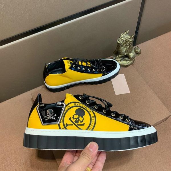 

new individuality skull mmj japan shoes men sneakers lace-up elastic band mastermind chaussure 38-44, Black