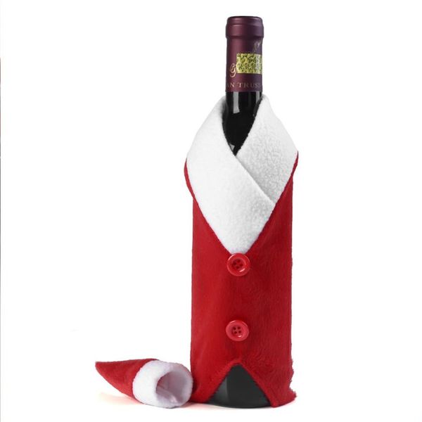 

christmas santa clause button wine bottle cover holder gift bag home party decor festival xmas dinner party decor dropshipping