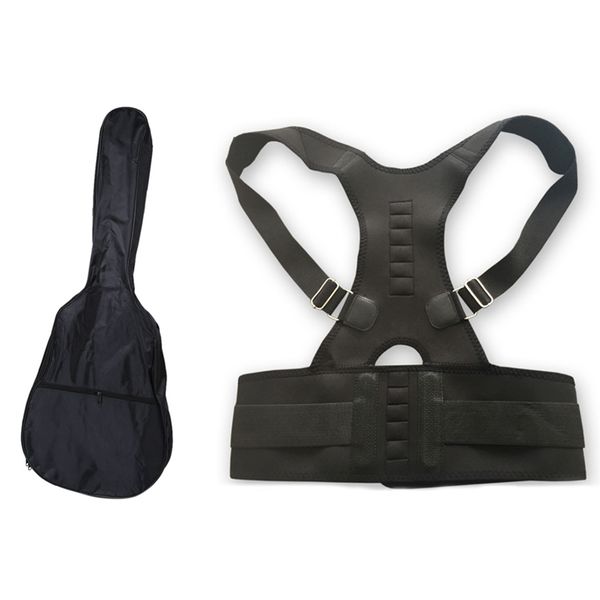 

1pcs 41 inch electric acoustic guitar bag carry shoulder straps waterproof black & 1pcs posture corrector adjustable-xl, Black;blue