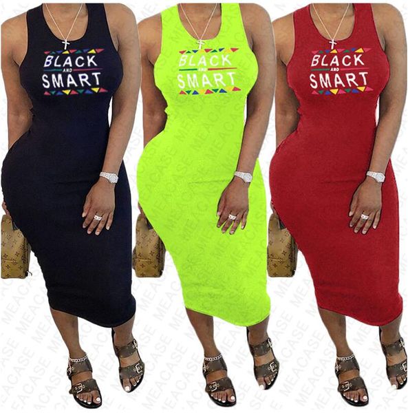 

black smart letter printed women summer dress designer dresses bodycon sleeveless beach casual pleated dresses clothing s-xxl d7608, White