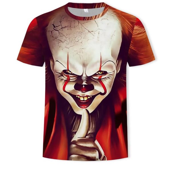 

горячий продавать клоун 3d digital printed футболка мужская clown face шею с коротким рукавом fun футболка top, White;black