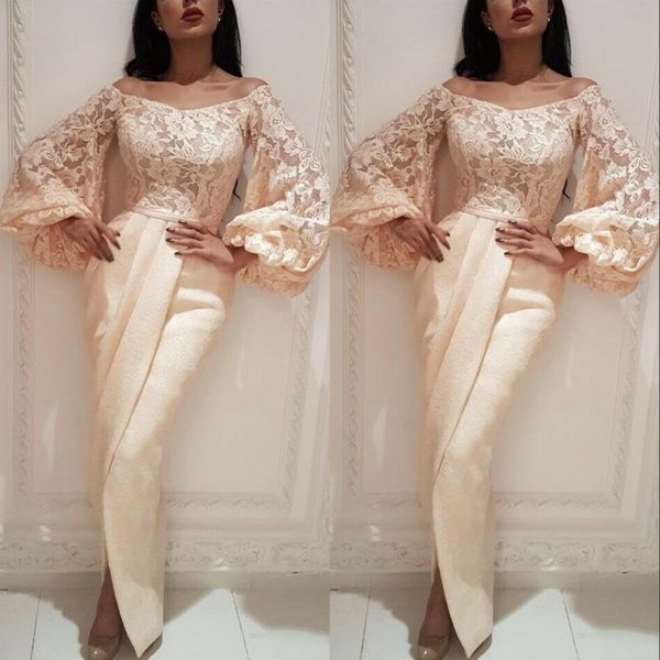 

sheath evening gowns prom dresses off shoulder long puffy sleeves saudi arab dubai women pregant party dress, Black;red
