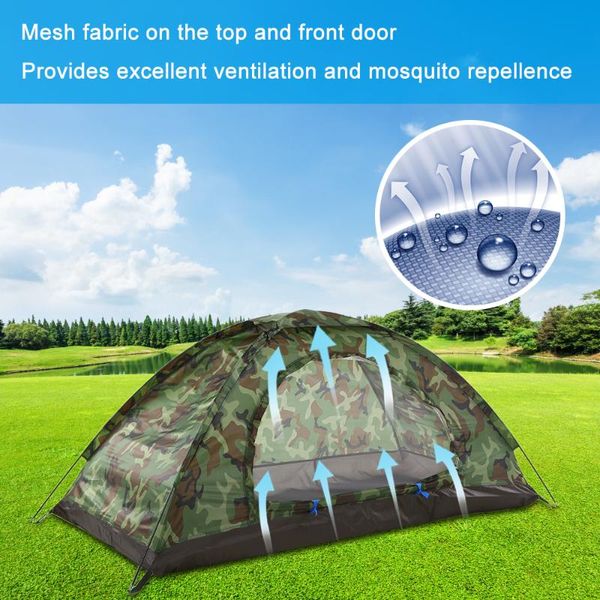 

tomshoo portable outdoor camping tent camouflage 1/2 person tent double layer waterproof outdoor hiking traveling