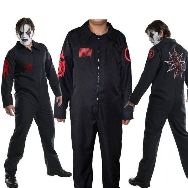 

halloween party dress digital printed long sleeved black uniforms movie stars cosplay slipknot theme costume, Black;red