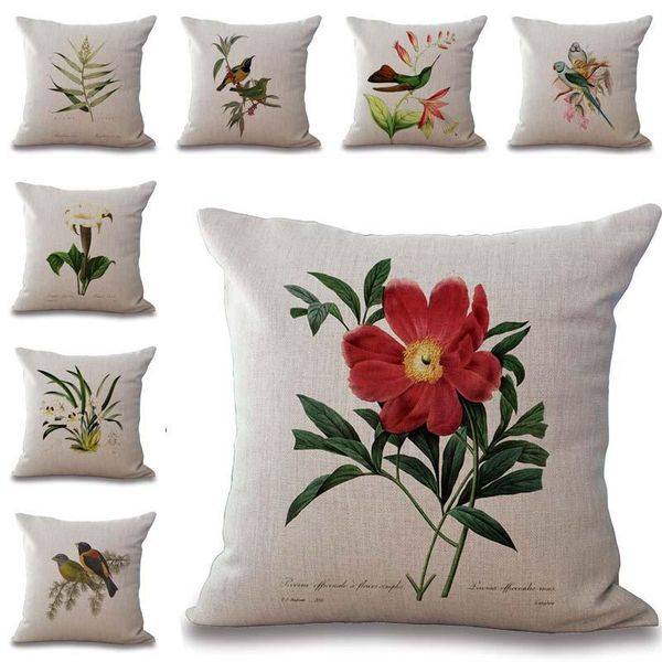 

freehand птица цветок орхидея наволочка подушка белье хлопок throw наволочка диван pillowcover бесплатная доставка