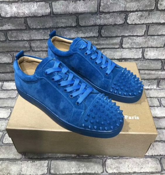 

new high studded spikes casual flats red bottom luxury shoes for men sneakers party designer sneakers lovers genuine leather, Black