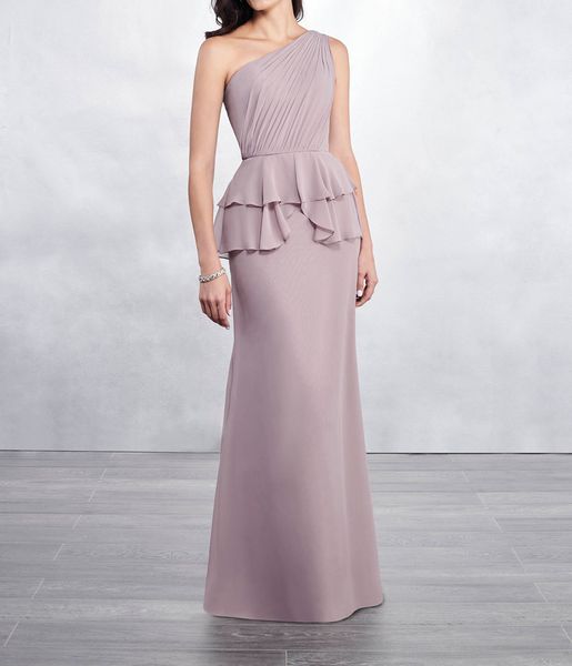 

fancy one shoulder mother of the bride dresses with wrap pleats chiffon long a little mermaid side zipper, Black;red