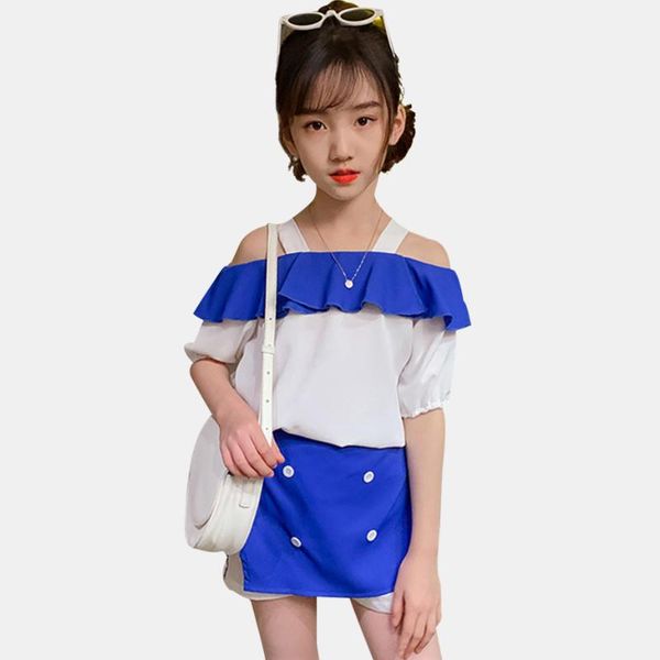 

clothing sets kids clothes girls blouse + short teenage casual style costumes for summer tracksuit 6 8 10 12 14, White
