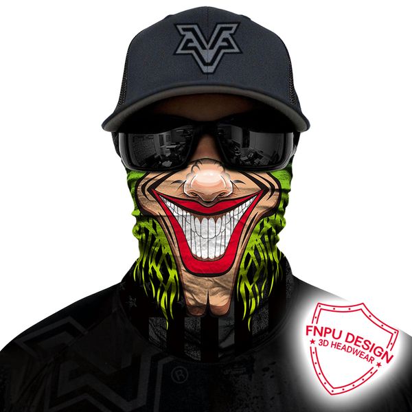 

3d seamless bandana joker clown skull windproof face mask outdoors motorcycle neck gaiter multifunctional headband ski balaclava, Black