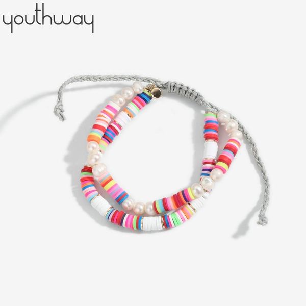 

imitation shells rubber bracelet adjustable drawstring double layer bracelet bangle holiday party jewelry for women girls, Golden;silver