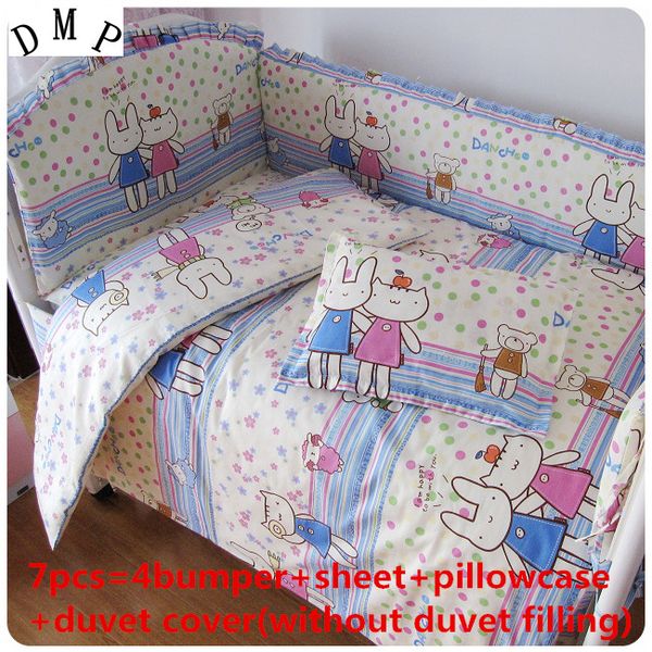 

discount 6/7pcs crib bedding set 100% cotton printed comfortable baby bedding ,120*60/120*70cm