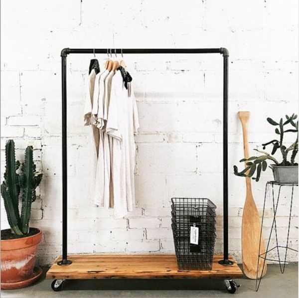 2019 Solid Wood Clothes Hanger Floor Bedroom Clothes Rack Simple Modern Single Pole Fashion Hanger Moving Storage Bedroom Furniture From